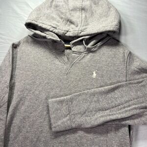 Polo Ralph Lauren Hoodie Mens Large Gray Fleece Pullover Sweatshirt Pony Sweat